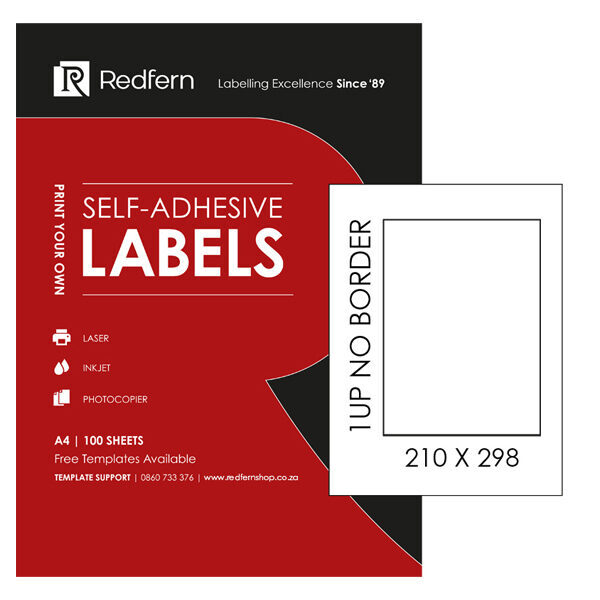 Redfern A4 Sticker Sheets for Laser, Inkjet and Photocopiers