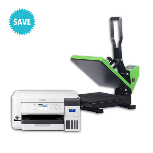 Muggit 38x38cm High Pressure Clamshell Press & SureColor SC-F100 Sublimation Printer Combo Deal