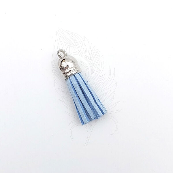 028 Faux Leather Tassel - Light Blue