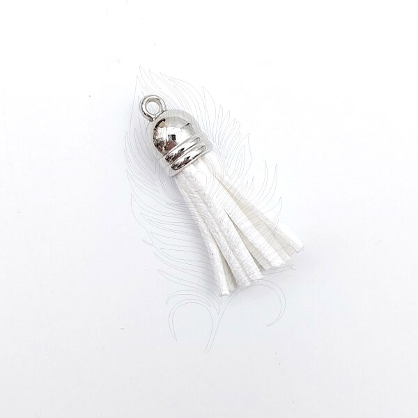 001 Faux Leather Tassel - White