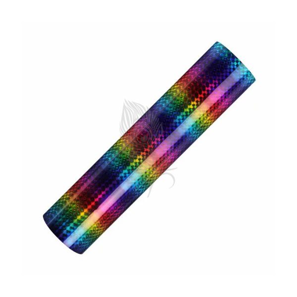 Pattern Holographic Rainbow Squares Self Adhesive Craft Vinyl 30cm x 30cm