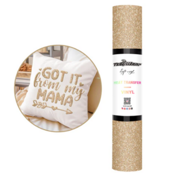 Champagne Gold- GLITTER Puff Heat Transfer Vinyl 25cm x 30cm (Copy) (Copy)